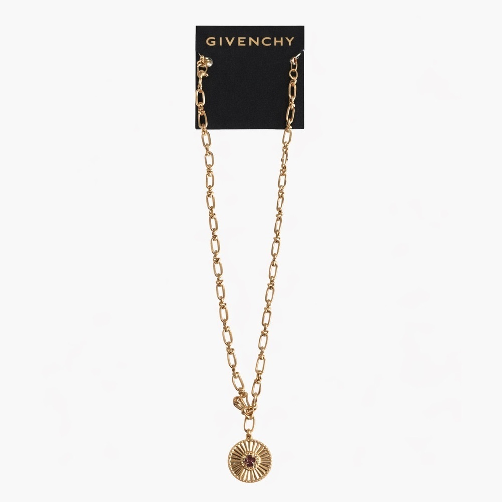 Givenchy Gold Ruby and Diamond Pendant Necklace